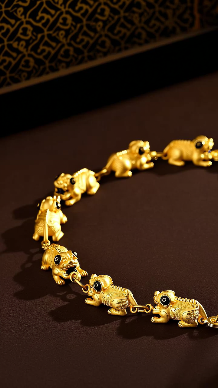 纯黄金貔貅手链图片